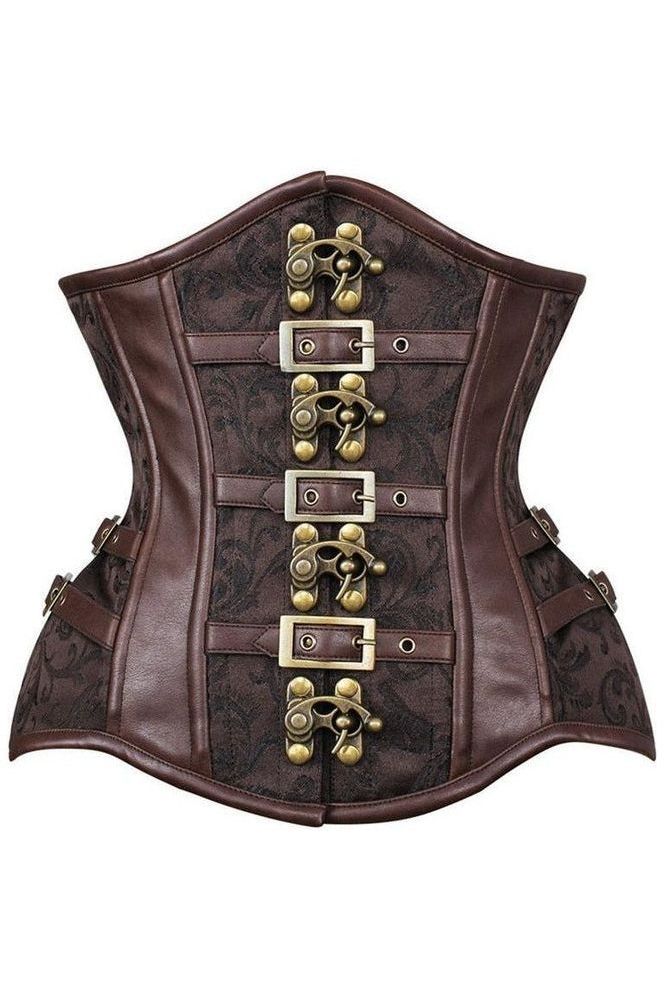 Top Drawer Brown Brocade Steampunk Steel Boned Underbust Corset - Daisy Corsets