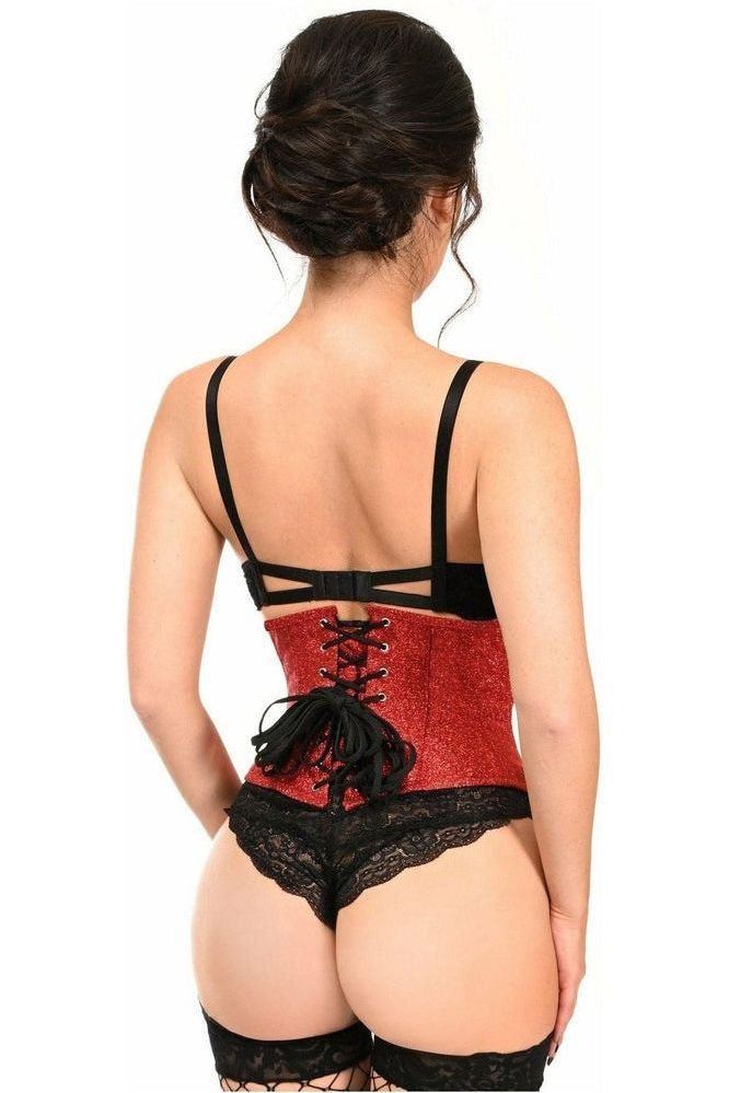 Top Drawer Cherry Bomb Glitter Steel Boned Mini Cincher - Daisy Corsets
