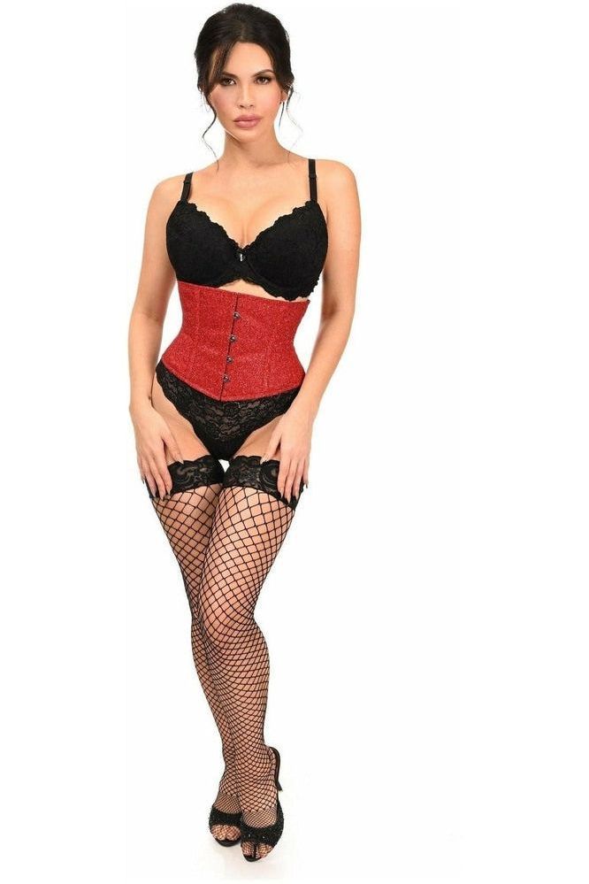 Top Drawer Cherry Bomb Glitter Steel Boned Mini Cincher - Daisy Corsets