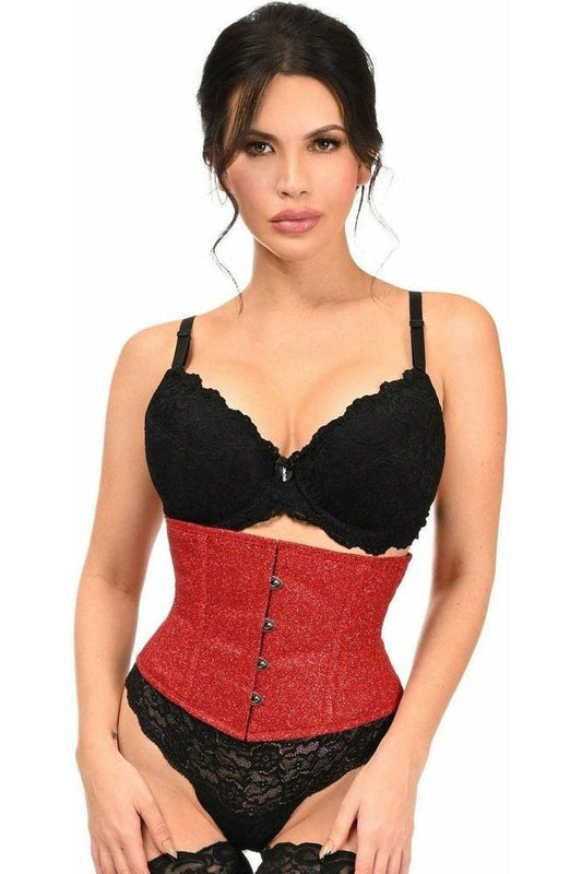 Top Drawer Cherry Bomb Glitter Steel Boned Mini Cincher - Daisy Corsets