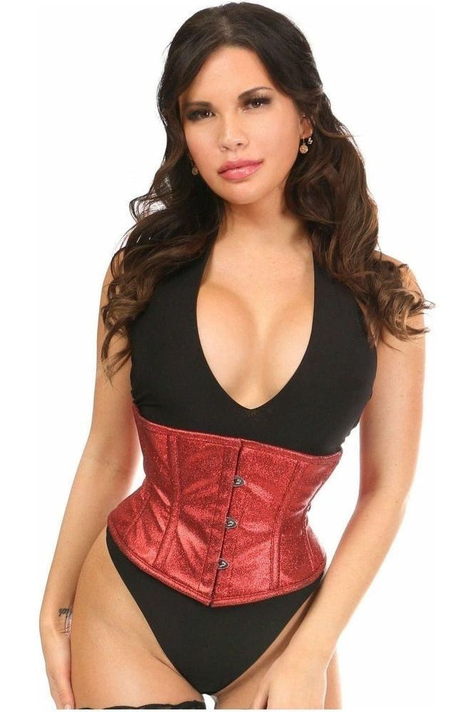 Top Drawer Cherry Bomb Glitter Steel Boned Mini Cincher - Daisy Corsets