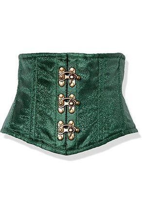 Top Drawer Dark Green Brocade Steel Boned Mini Cincher w/Clasps - Daisy Corsets