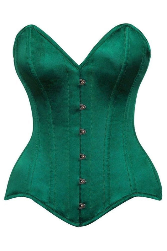 Top Drawer Dark Green Satin Steel Boned Overbust Corset - Daisy Corsets
