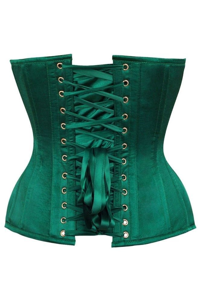 Top Drawer Dark Green Satin Steel Boned Overbust Corset - Daisy Corsets