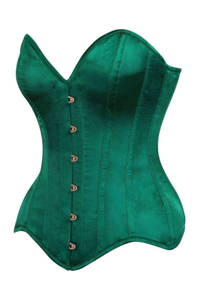Top Drawer Dark Green Satin Steel Boned Overbust Corset - Daisy Corsets