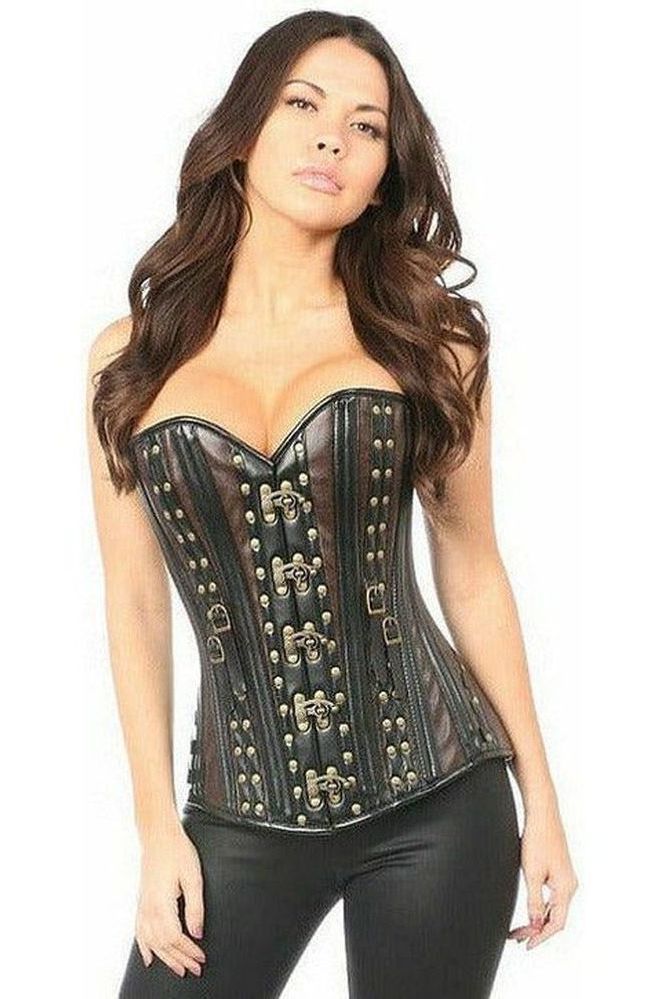Top Drawer Faux Leather Steel Boned Corset w/Rivets - Daisy Corsets