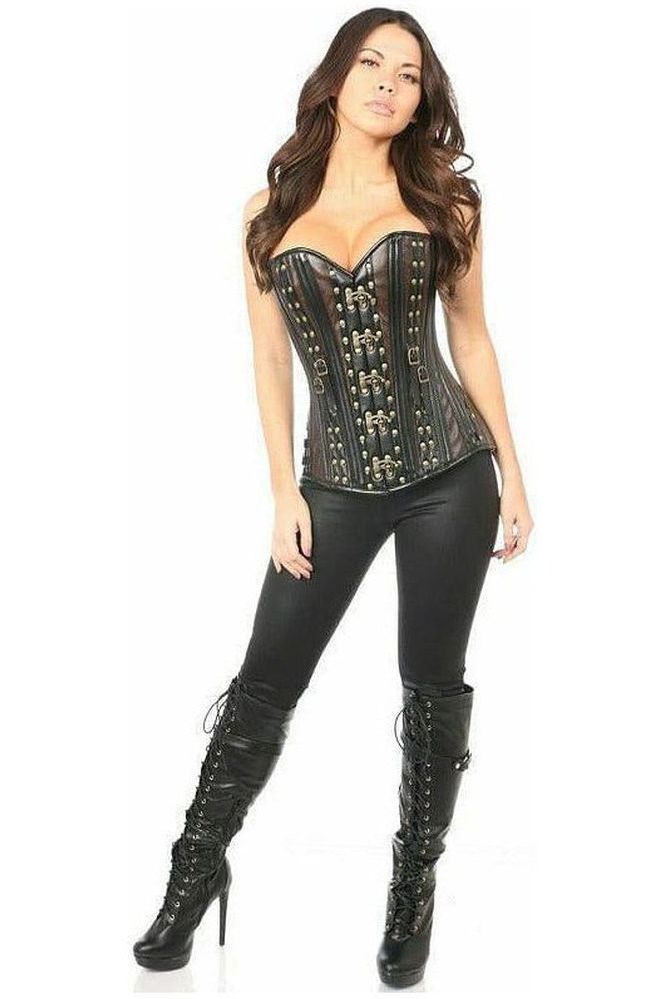 Top Drawer Faux Leather Steel Boned Corset w/Rivets - Daisy Corsets