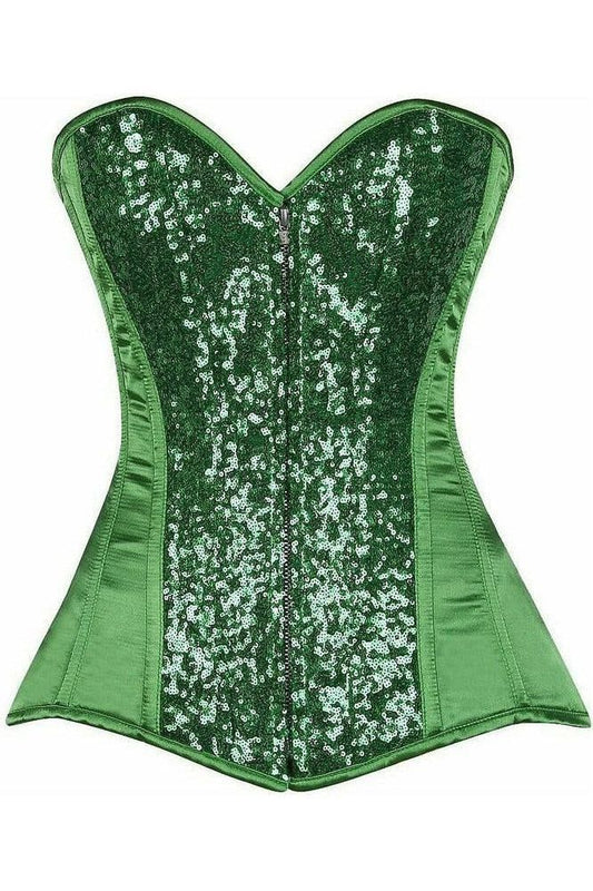 Top Drawer Green Sequin Steel Boned Corset - Daisy Corsets