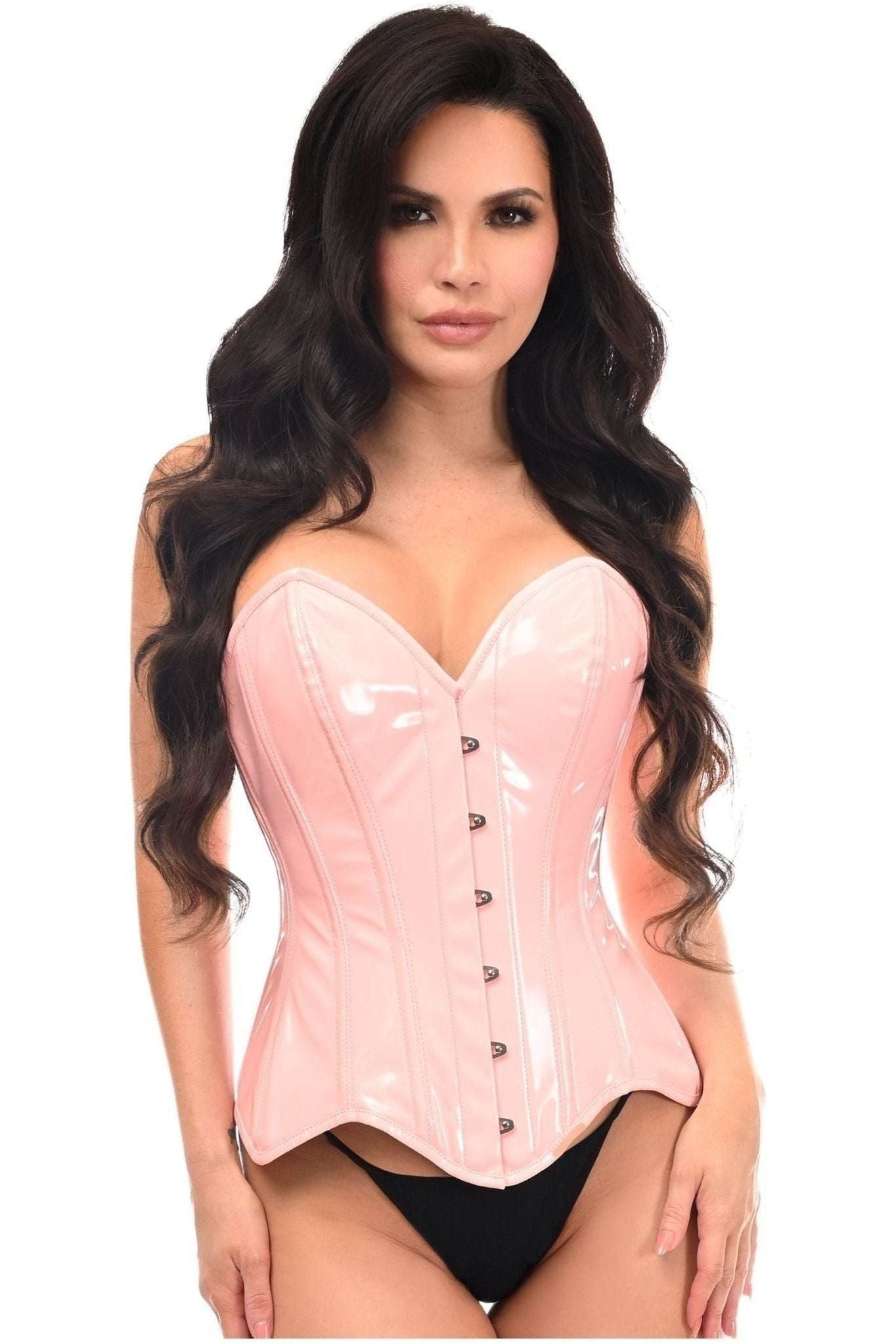 Top Drawer Lt Pink Patent Leather Steel Boned Overbust Corset - Daisy Corsets