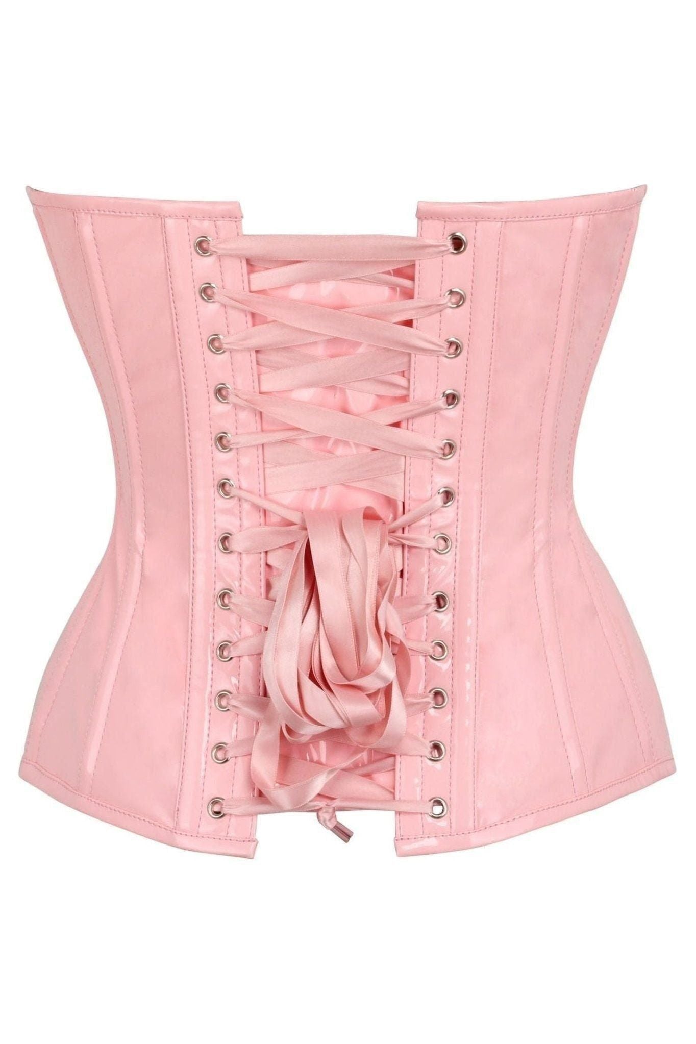 Top Drawer Lt Pink Patent Leather Steel Boned Overbust Corset - Daisy Corsets
