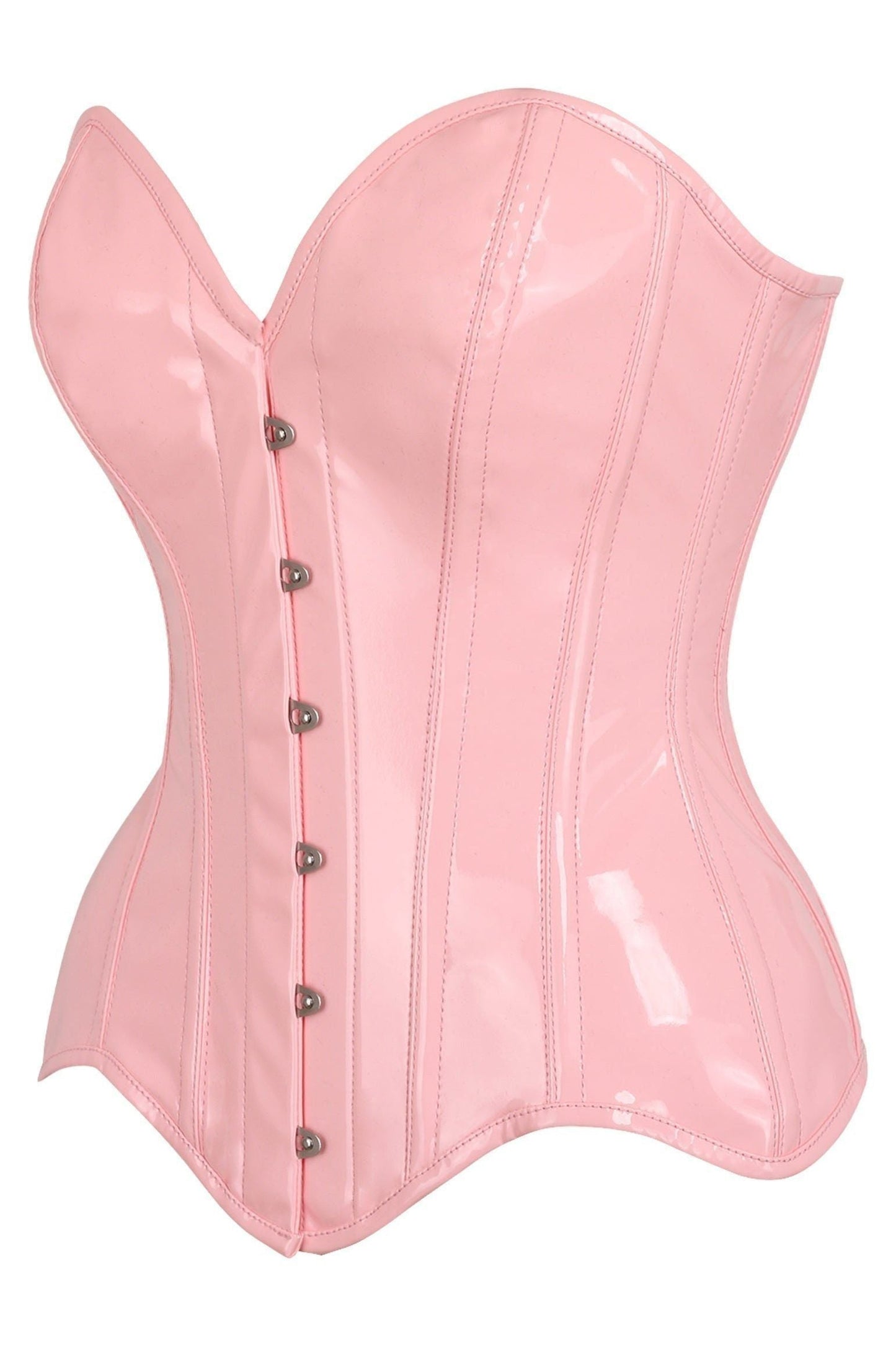 Top Drawer Lt Pink Patent Leather Steel Boned Overbust Corset - Daisy Corsets