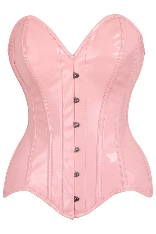 Top Drawer Lt Pink Patent Leather Steel Boned Overbust Corset - Daisy Corsets