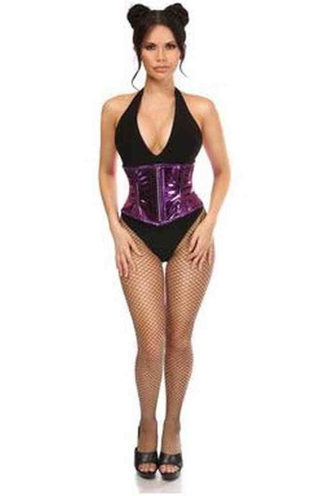 Top Drawer Purple Metallic Steel Boned Mini Cincher - Daisy Corsets
