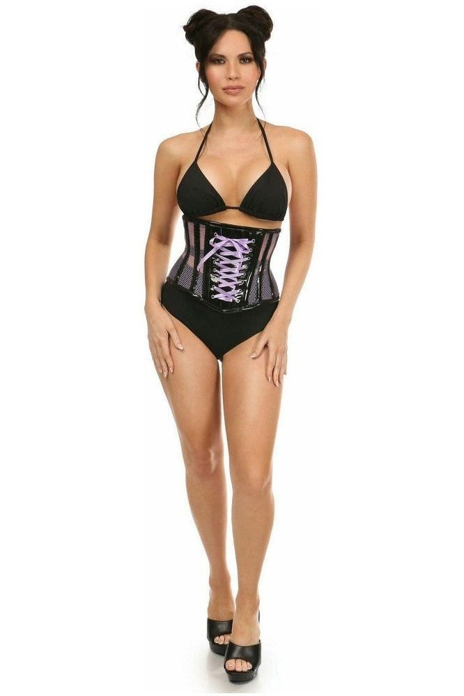Top Drawer Purple Patent & Fishnet Underbust Corset - Daisy Corsets
