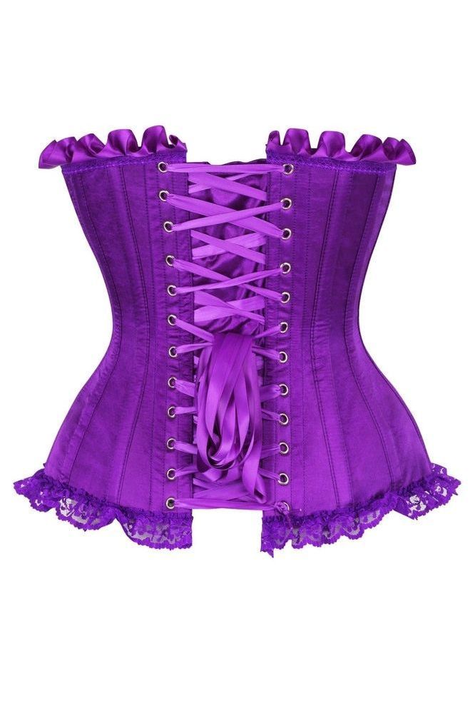 Top Drawer Purple Satin Steel Boned Burlesque Corset - Daisy Corsets