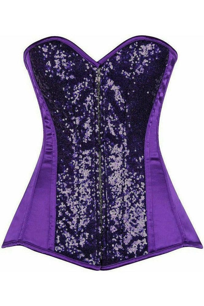 Top Drawer Purple Sequin Steel Boned Corset - Daisy Corsets