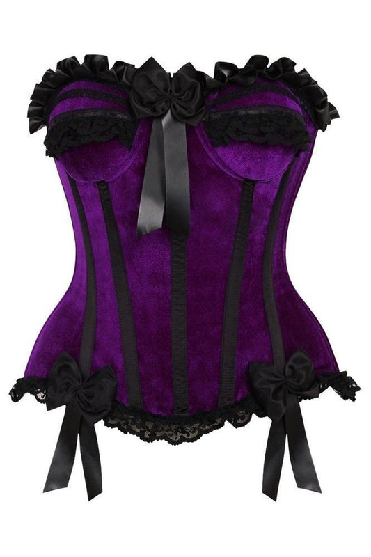 Top Drawer Purple Velvet Steel Boned Burlesque Corset - Daisy Corsets