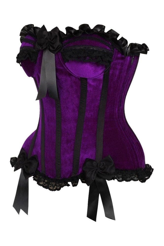 Top Drawer Purple Velvet Steel Boned Burlesque Corset - Daisy Corsets