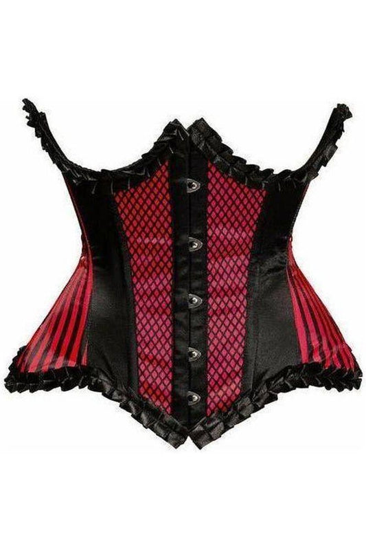 Top Drawer Red Burlesque Underwire Curvy Cut Waist Cincher Corset - Daisy Corsets