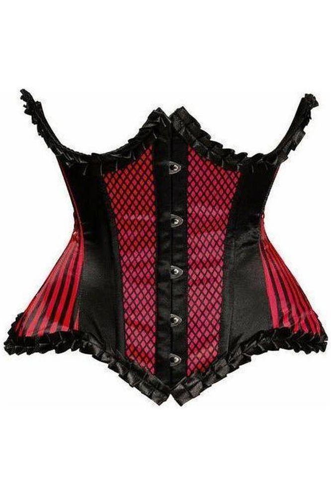 Top Drawer Red Burlesque Underwire Curvy Cut Waist Cincher Corset - Daisy Corsets