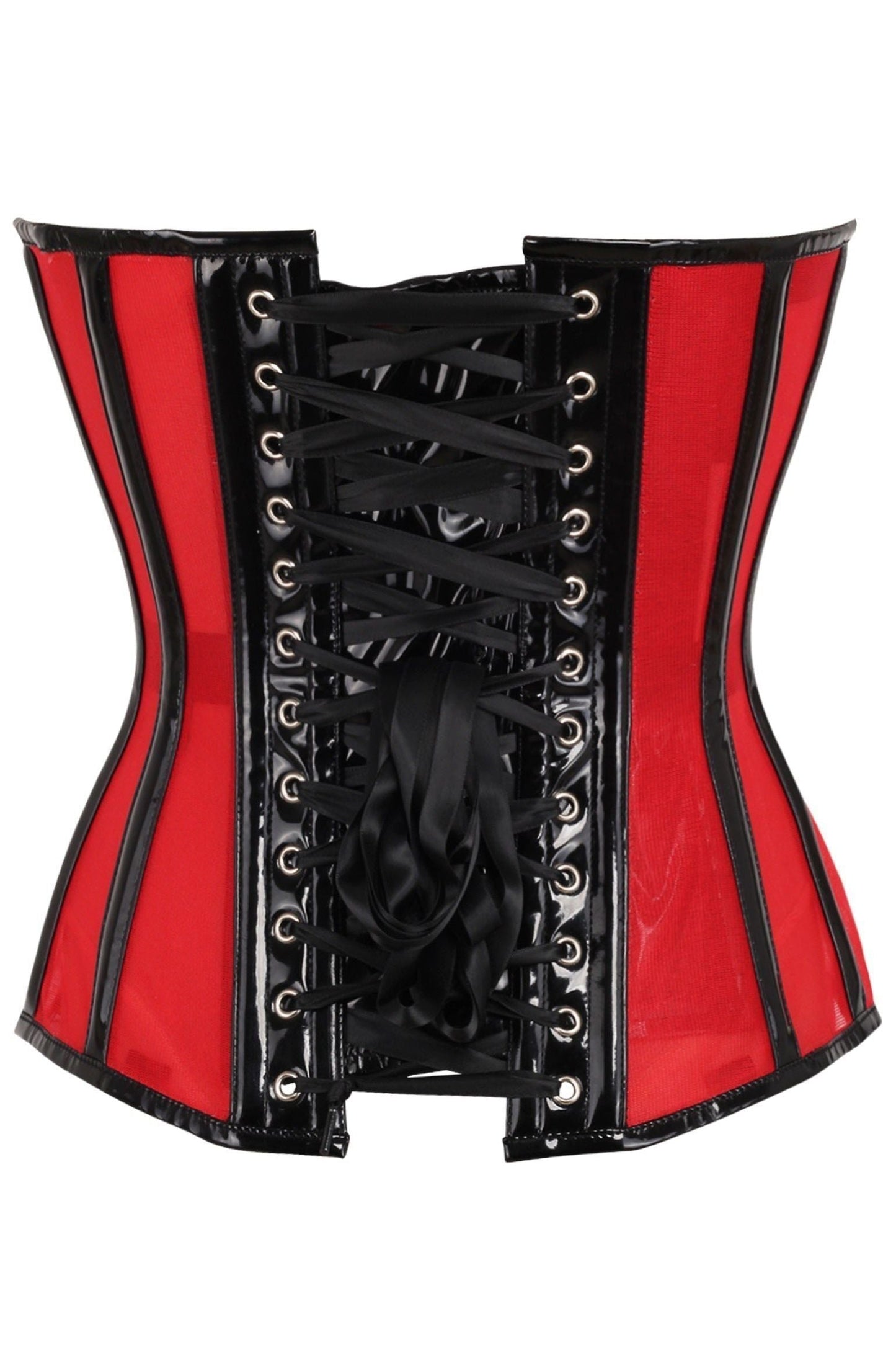 Top Drawer Red Mesh Net w/Patent Steel Boned Overbust Corset - Daisy Corsets