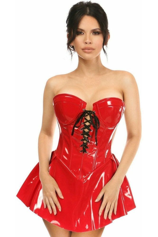 Top Drawer Red Patent Steel Boned Corseted Dress - Daisy Corsets