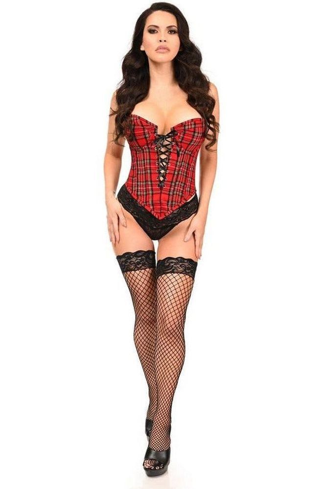 Top Drawer Red Plaid Steel Boned Lace - Up Bustier - Daisy Corsets