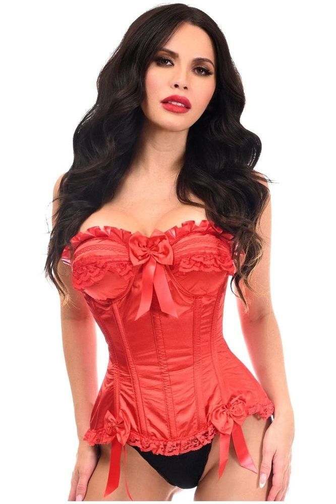 Top Drawer Red Satin Steel Boned Burlesque Corset - Daisy Corsets
