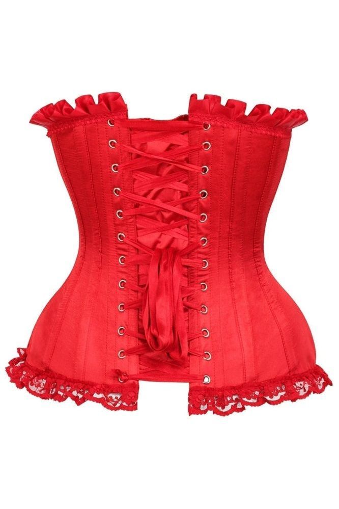 Top Drawer Red Satin Steel Boned Burlesque Corset - Daisy Corsets