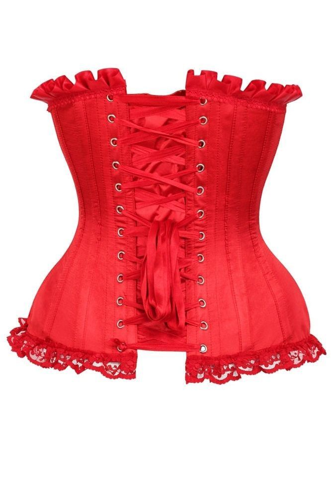 Top Drawer Red Satin Steel Boned Burlesque Corset - Daisy Corsets