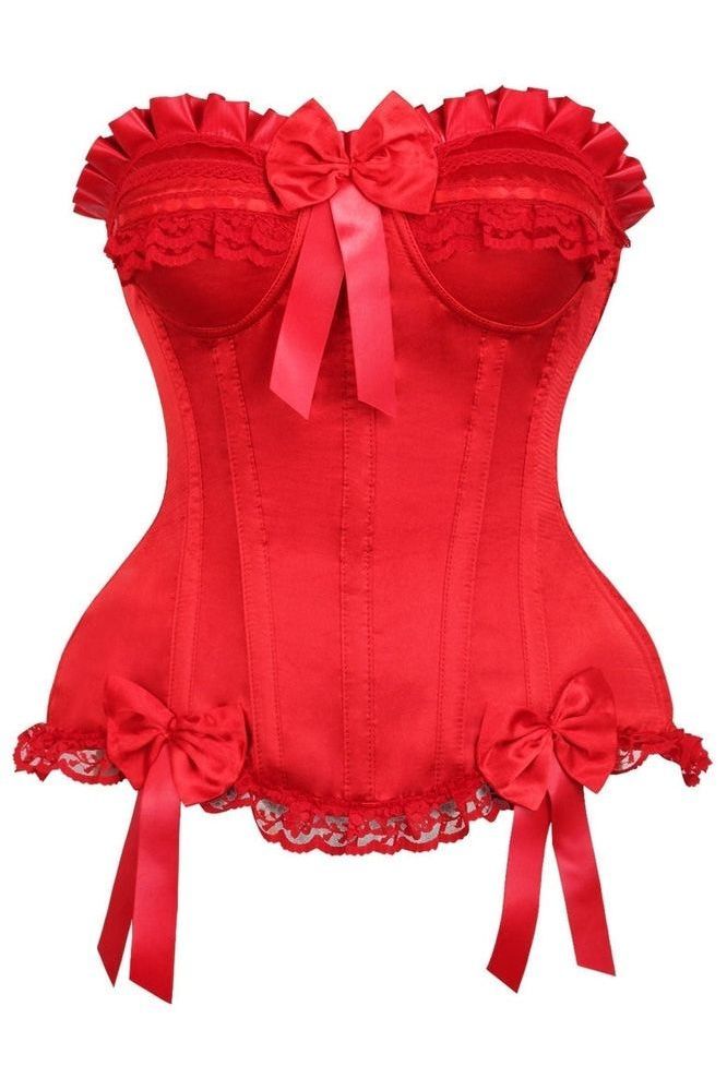 Top Drawer Red Satin Steel Boned Burlesque Corset - Daisy Corsets