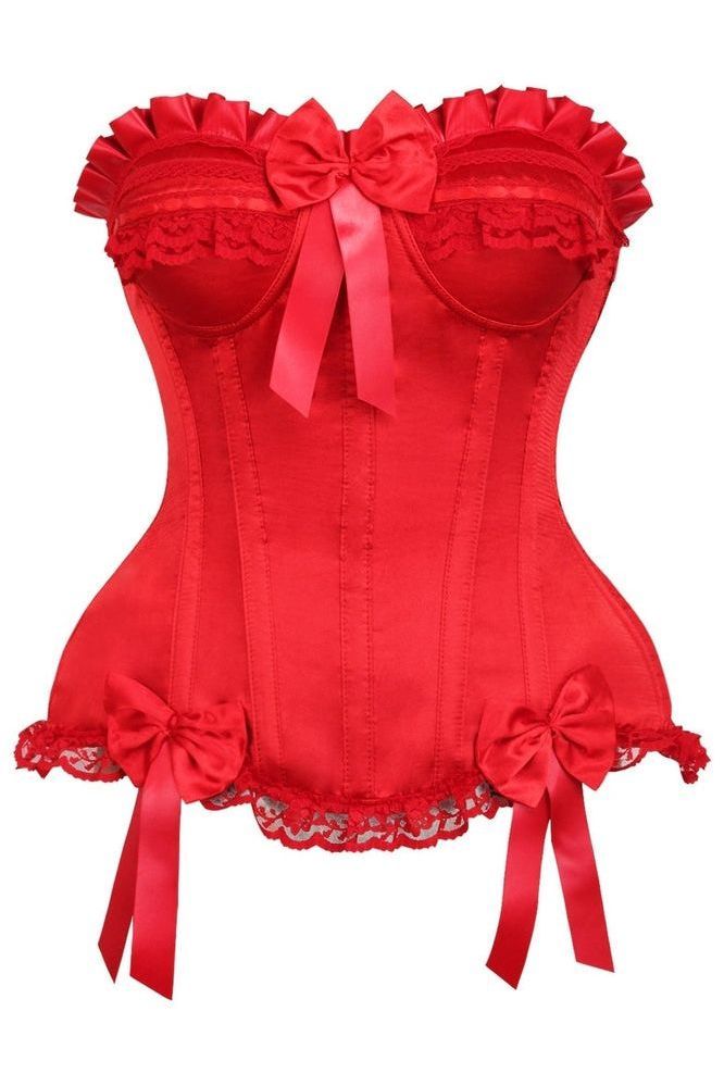 Top Drawer Red Satin Steel Boned Burlesque Corset - Daisy Corsets