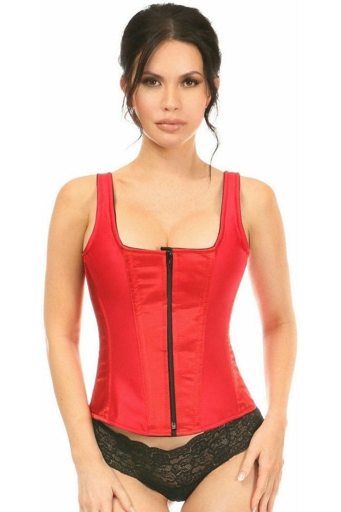 Top Drawer Red Satin Steel Boned Corset w/Straps - Daisy Corsets