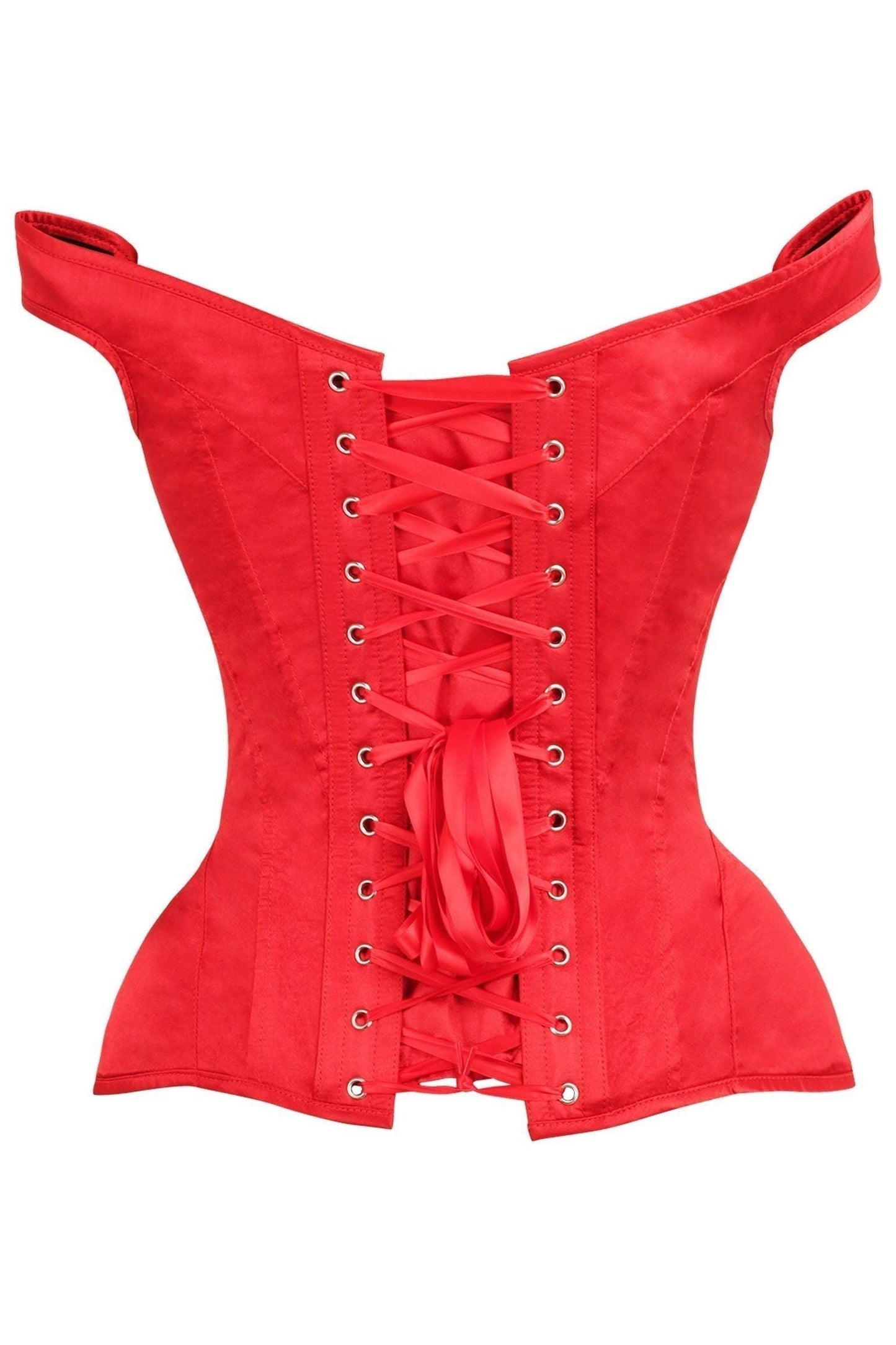 Top Drawer Red Satin Steel Boned Corset w/Straps - Daisy Corsets
