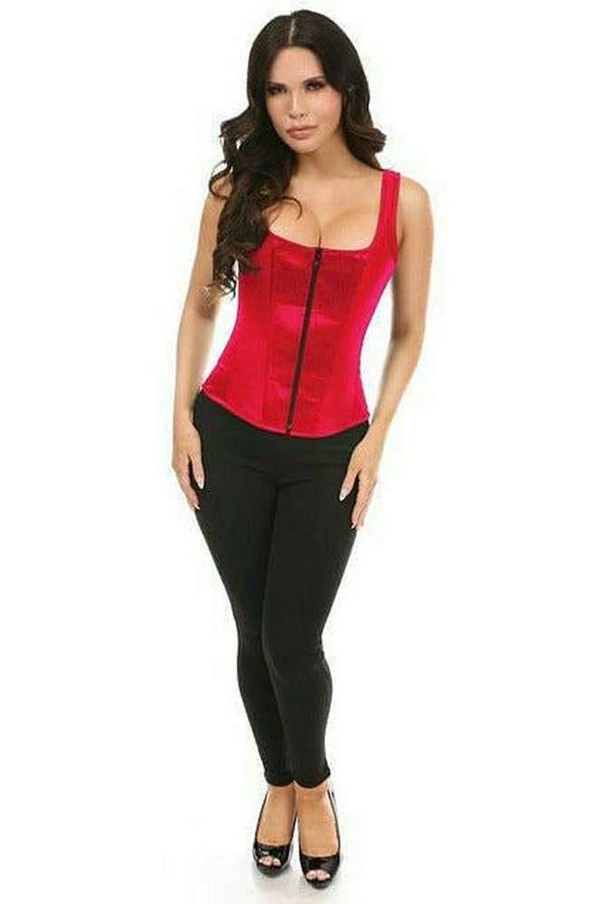 Top Drawer Red Satin Steel Boned Corset w/Straps - Daisy Corsets