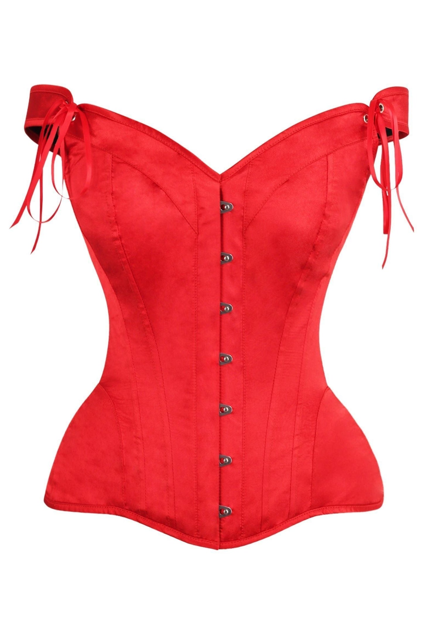 Top Drawer Red Satin Steel Boned Corset w/Straps - Daisy Corsets