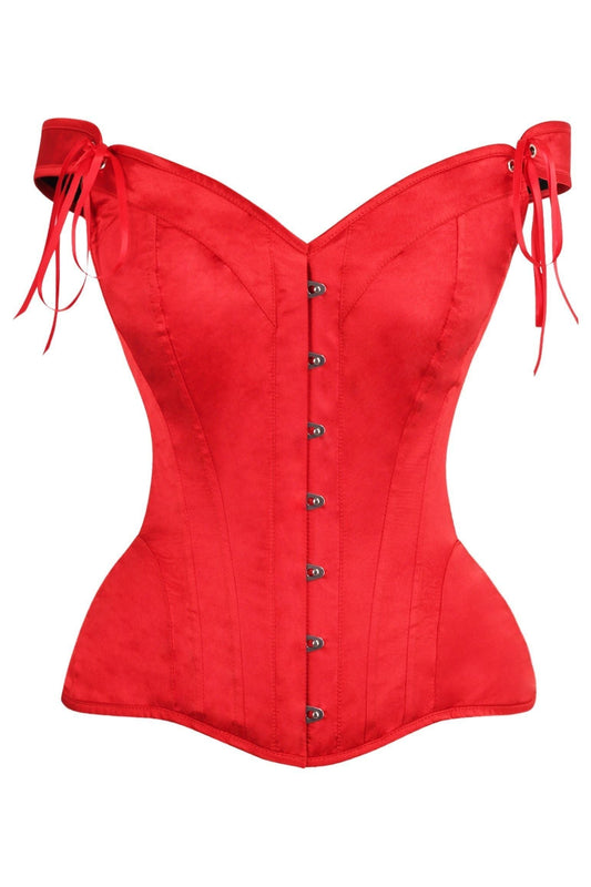 Top Drawer Red Satin Steel Boned Corset w/Straps - Daisy Corsets
