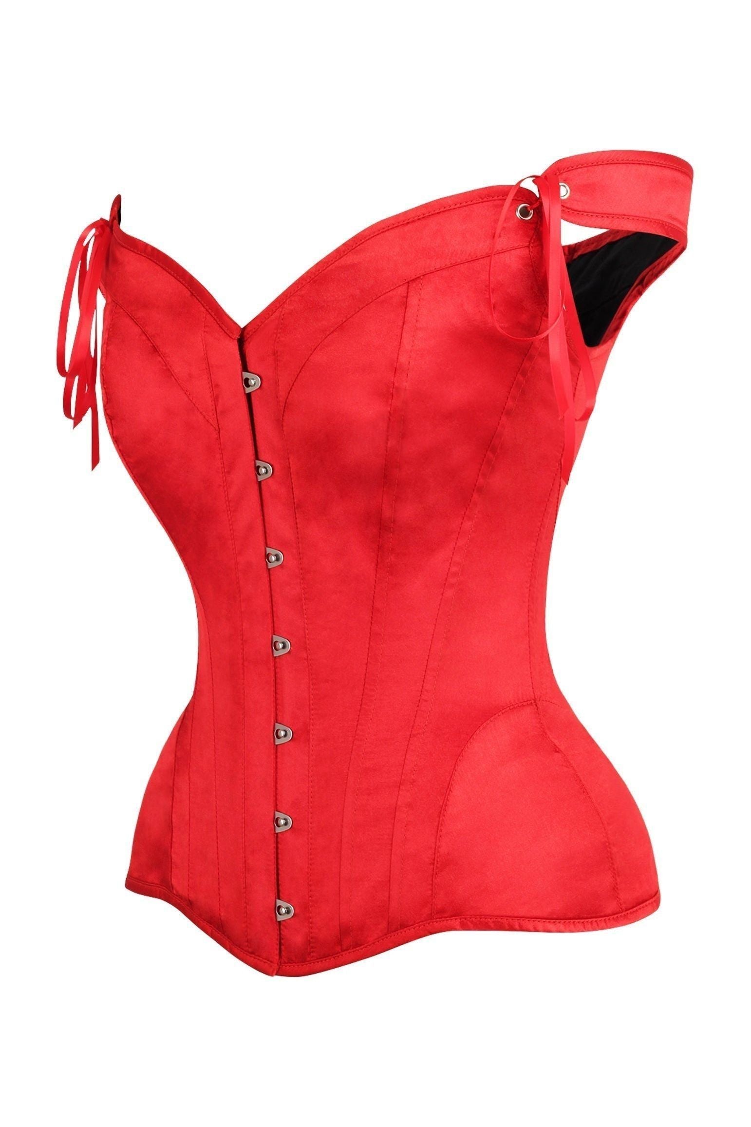 Top Drawer Red Satin Steel Boned Corset w/Straps - Daisy Corsets