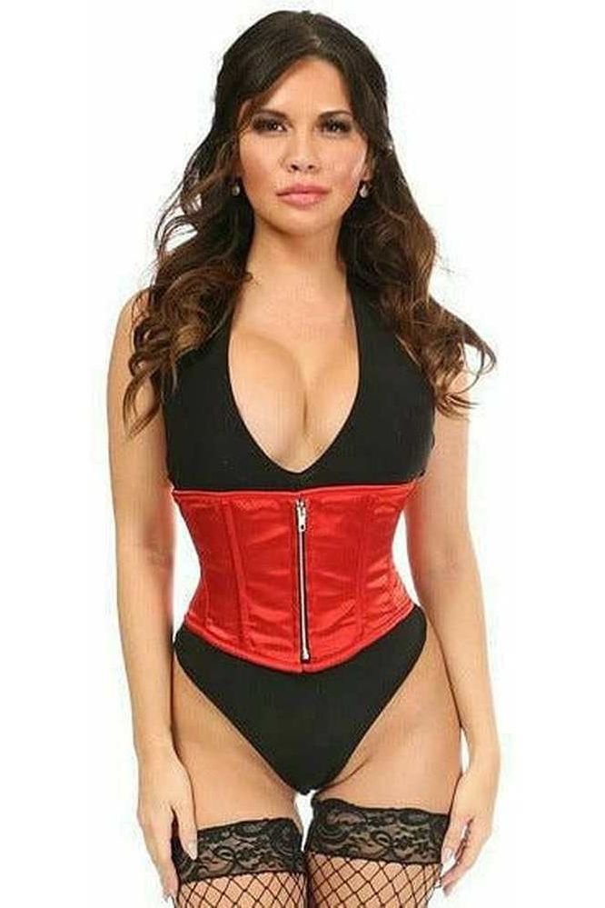 Top Drawer Red Satin Steel Boned Mini Cincher - Daisy Corsets