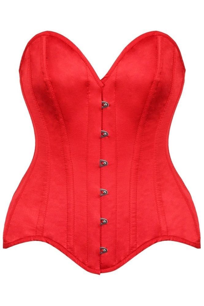 Top Drawer Red Satin Steel Boned Overbust Corset - Daisy Corsets
