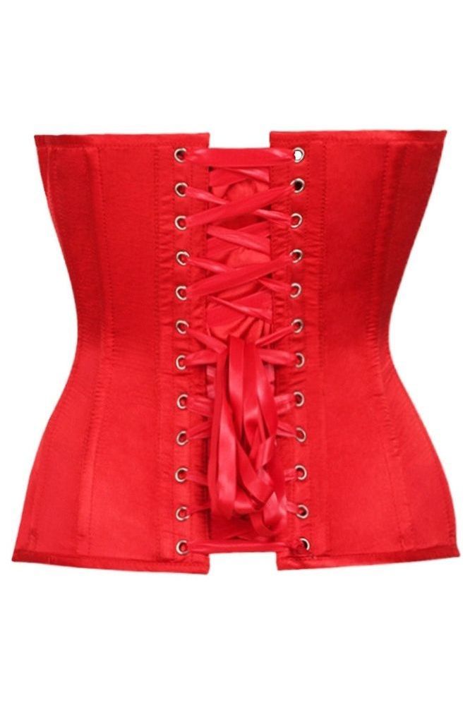 Top Drawer Red Satin Steel Boned Overbust Corset - Daisy Corsets
