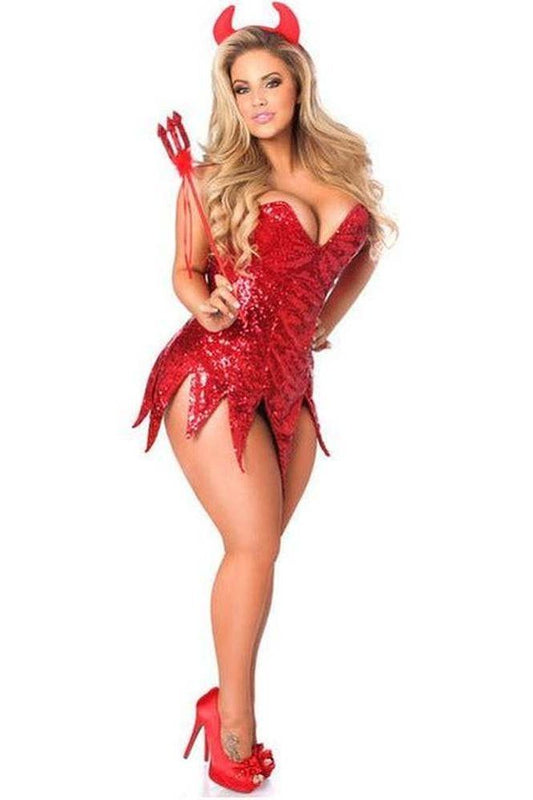 Top Drawer Red Sequin Devil Corset Dress Costume - Daisy Corsets