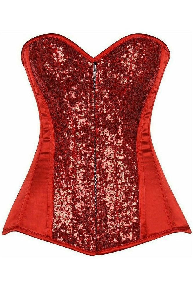 Top Drawer Red Sequin Steel Boned Corset - Daisy Corsets