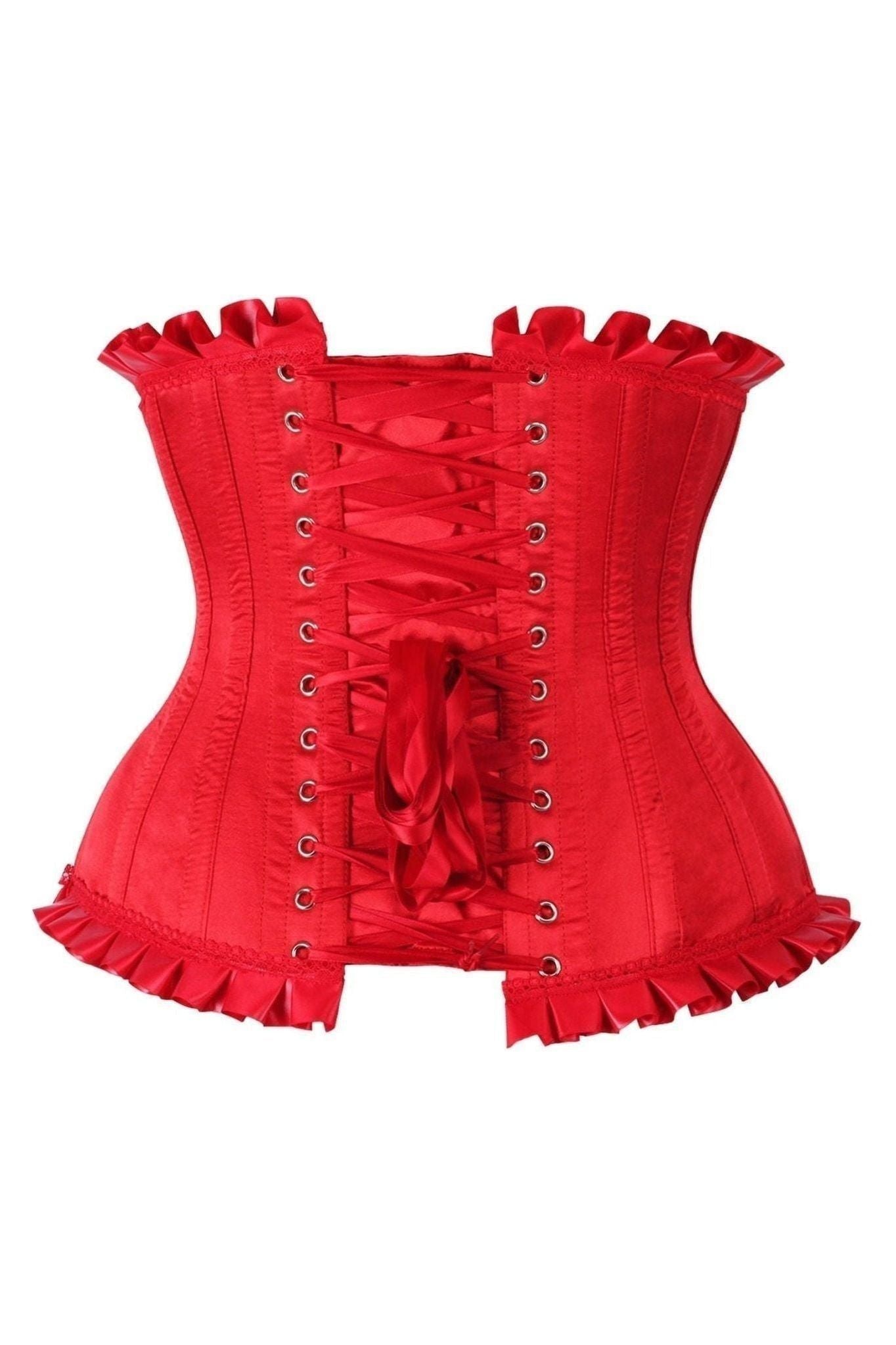 Top Drawer Red Steel Boned Burlesque Underbust Corset Waist Cincher - Daisy Corsets