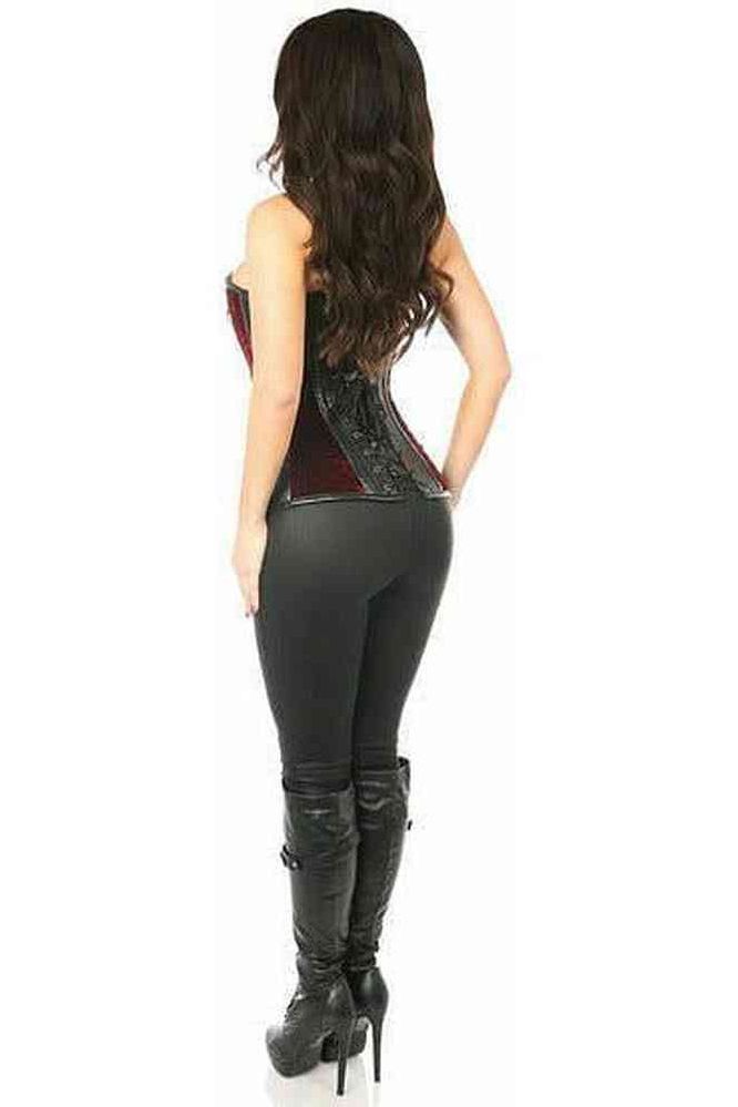 Top Drawer Red Velvet & Faux Leather Steel Boned Corset - Daisy Corsets