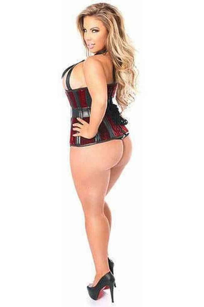 Top Drawer Red Velvet Steel Boned Underbust Corset - Daisy Corsets