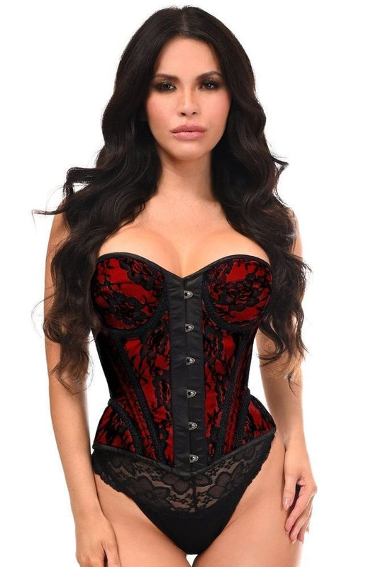 Top Drawer Red w/Black Lace Steel Boned Underwire Bustier Corset - Daisy Corsets