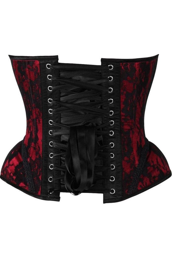 Top Drawer Red w/Black Lace Steel Boned Underwire Bustier Corset - Daisy Corsets