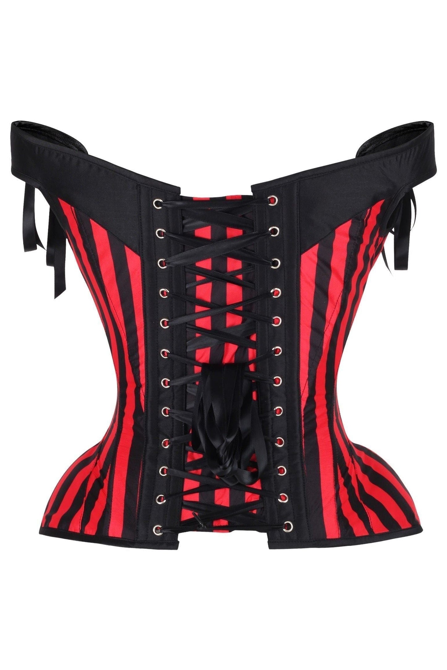 Top Drawer Red/Black Striped Steel Boned Corset w/Straps - Daisy Corsets
