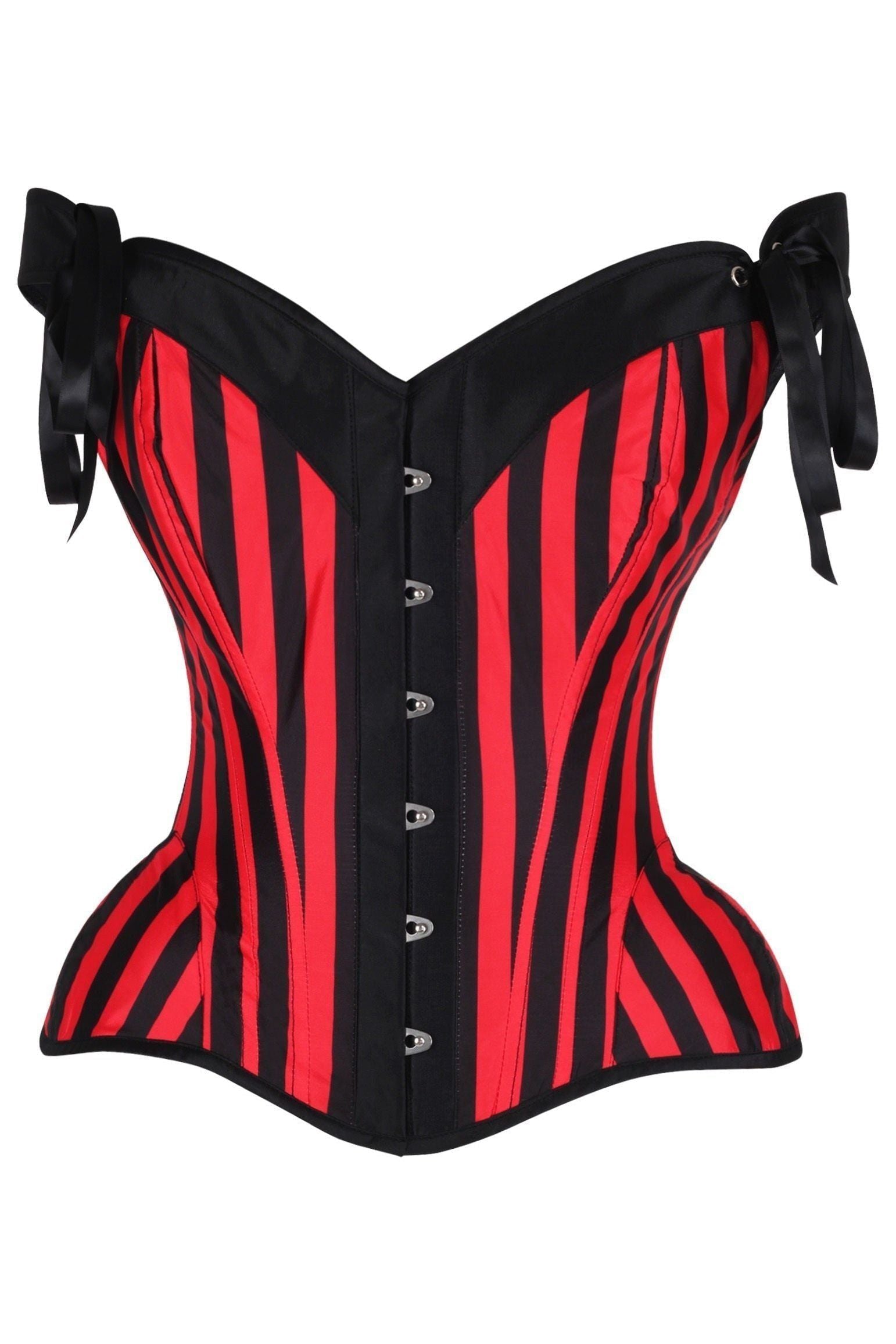 Top Drawer Red/Black Striped Steel Boned Corset w/Straps - Daisy Corsets